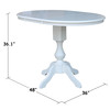 International Concepts Round Pedestal Table, 36 in W X 48 in L X 34.9 in H, Wood, White K08-36RXT-11P